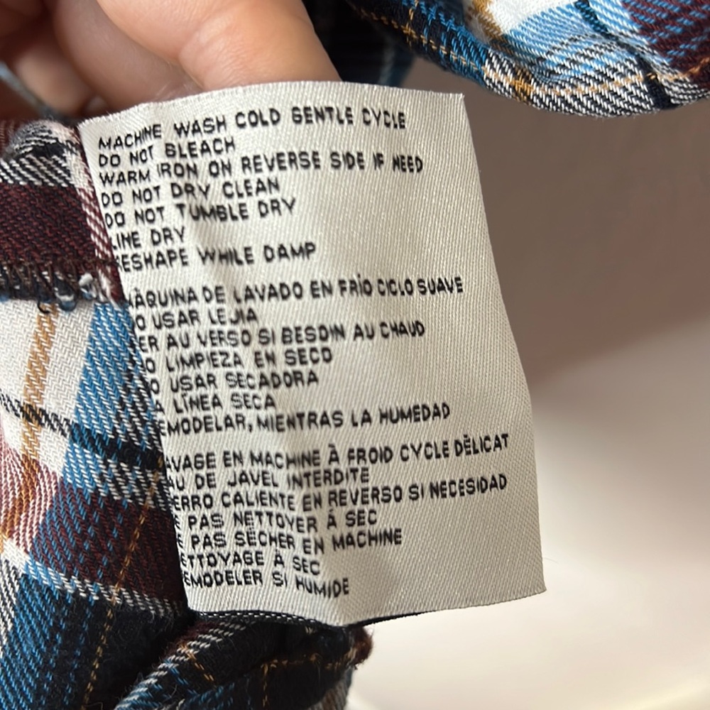 Simply Noelle Plaid Button Down Tunic Shacket Pockets Roll Tab Sleeve Size S/M - Picture 13 of 14